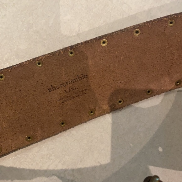 Abercrombie women size L/XL brown leather belt with gold studs adjustable y2k main image 5
